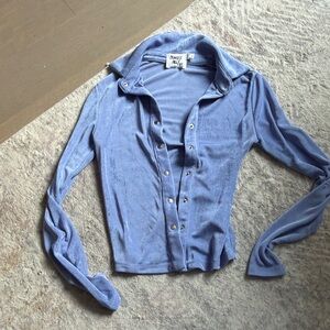 Princess Polly Soft Blue Collared Top